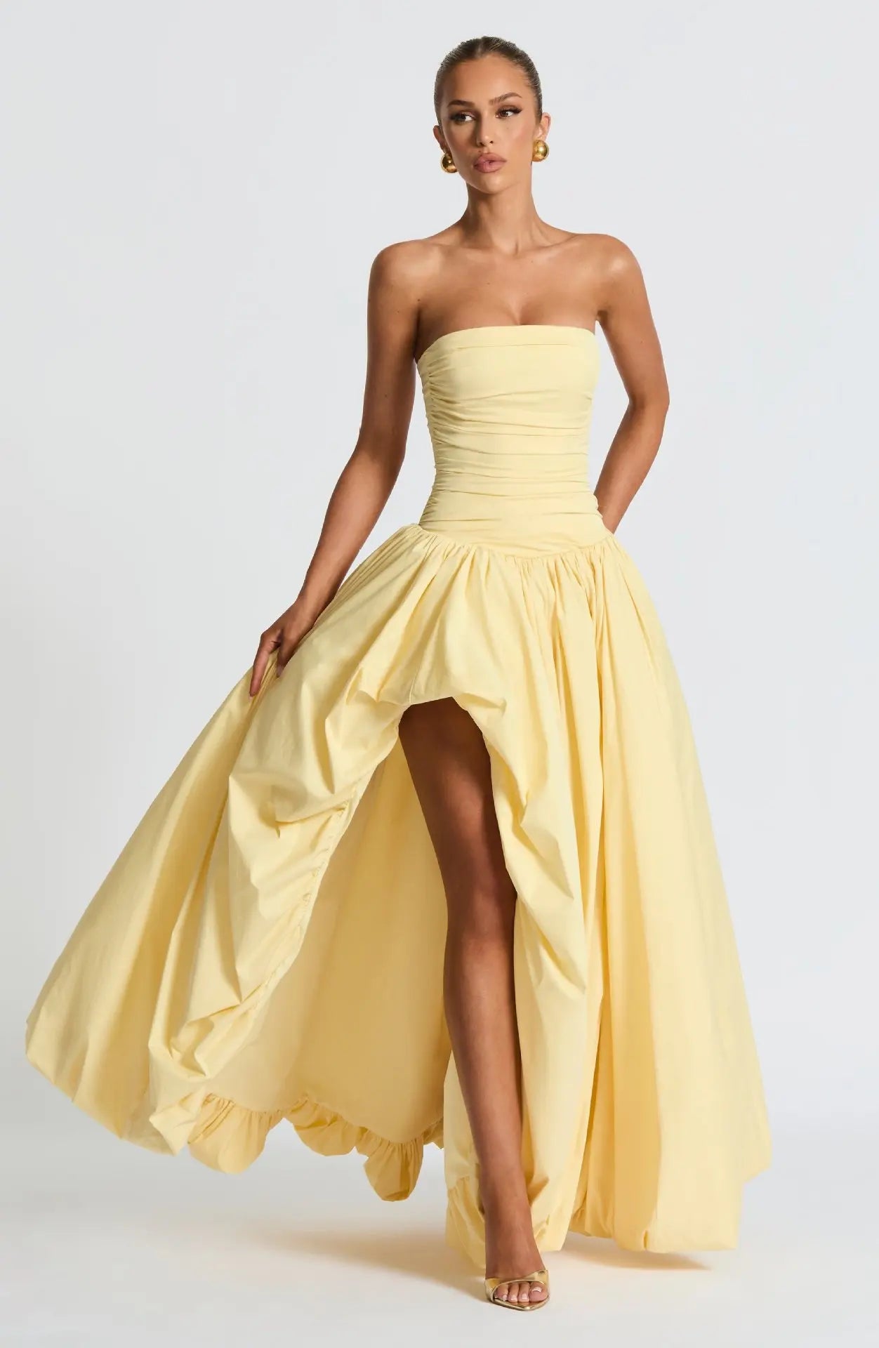 Sexy Evening Club Party Dresses Women 2026 Summer Bandage Lace Up Split Maxi Long Dress Elegant Strapless Backless Robe