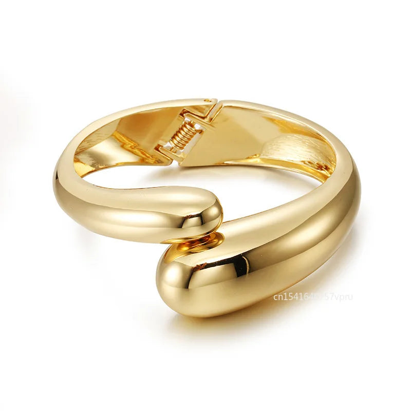 Top Quality Fashion Bangles Gold Color Alloy Simple Wide Opened Bangles Snake Bracelet & Bangles For Women