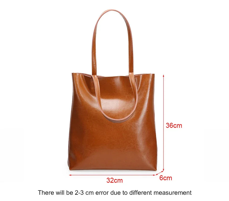 Real Leather Women's Handbag Fashion Top-handle Bags Ladies Tote Bag Minimalist Wallets Shoulder Tote Bag Portable Shopping Bag