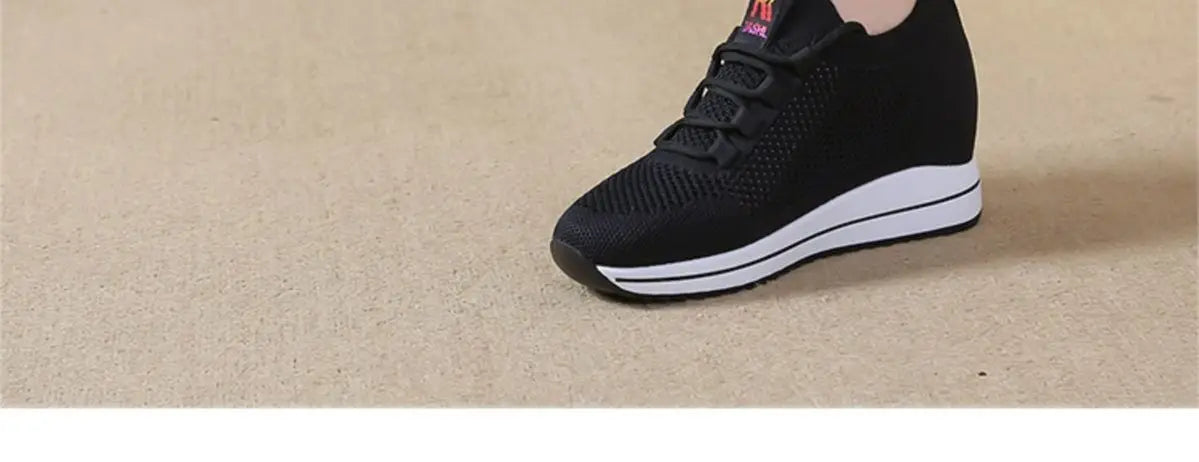 2025 Women's Wedges Shoes Platform Shoe Spring Breathable Casual Shoes Woman Fashion Sneakers Height Increasing Vulcanize Shoes