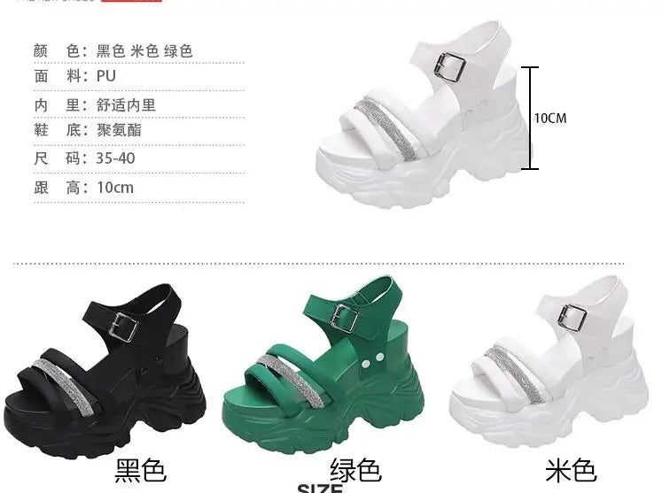 New Women Summer Wedge Sandals Transparent PVC Crystal Chunky Platform Shoes Woman Rainbow Thick Bottom Sandalias