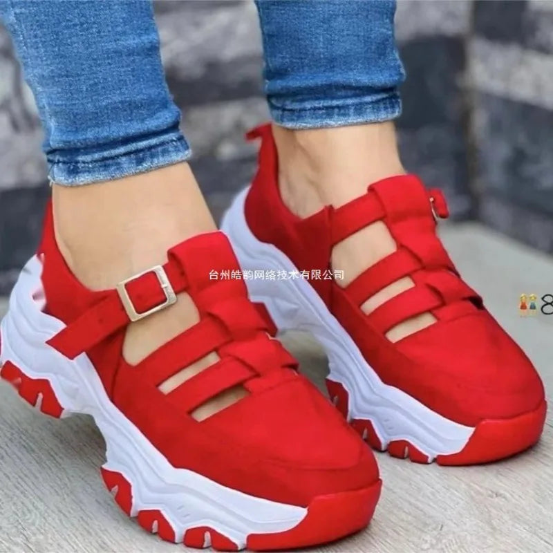 Fashion Sandals for Women Popular Buckle Thick Bottom Design Breathable Open Toed Women's Sandals Flat Casual Sports Shoes 슬리퍼