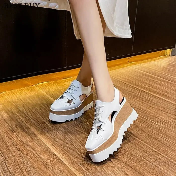 women wedge shoes pointed toe high heels platform office lady party shoes Plataform Height increasing Shoes Casual style