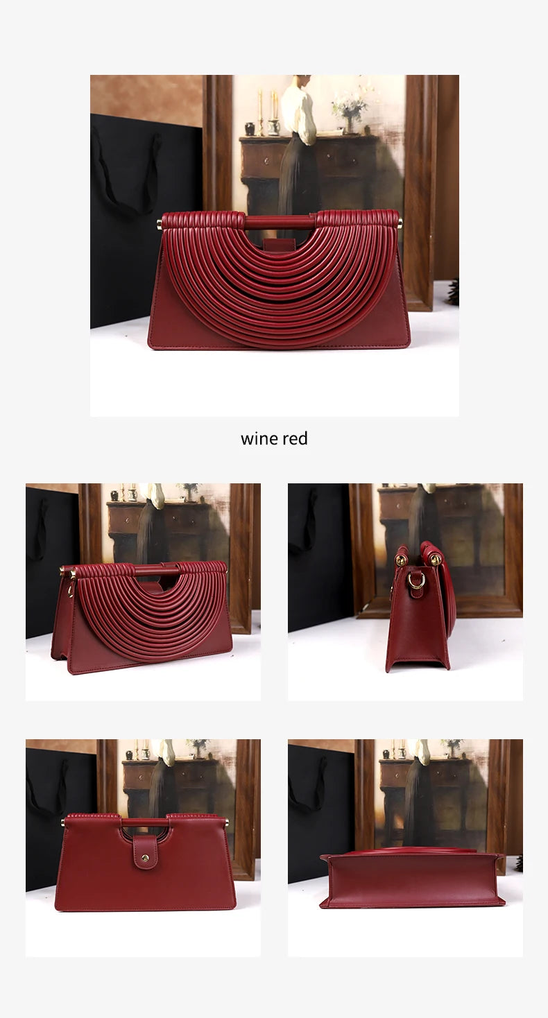 The 2025 new hand-held woven bag with lines is a unique, high-end, individual and fashionable handbag for women