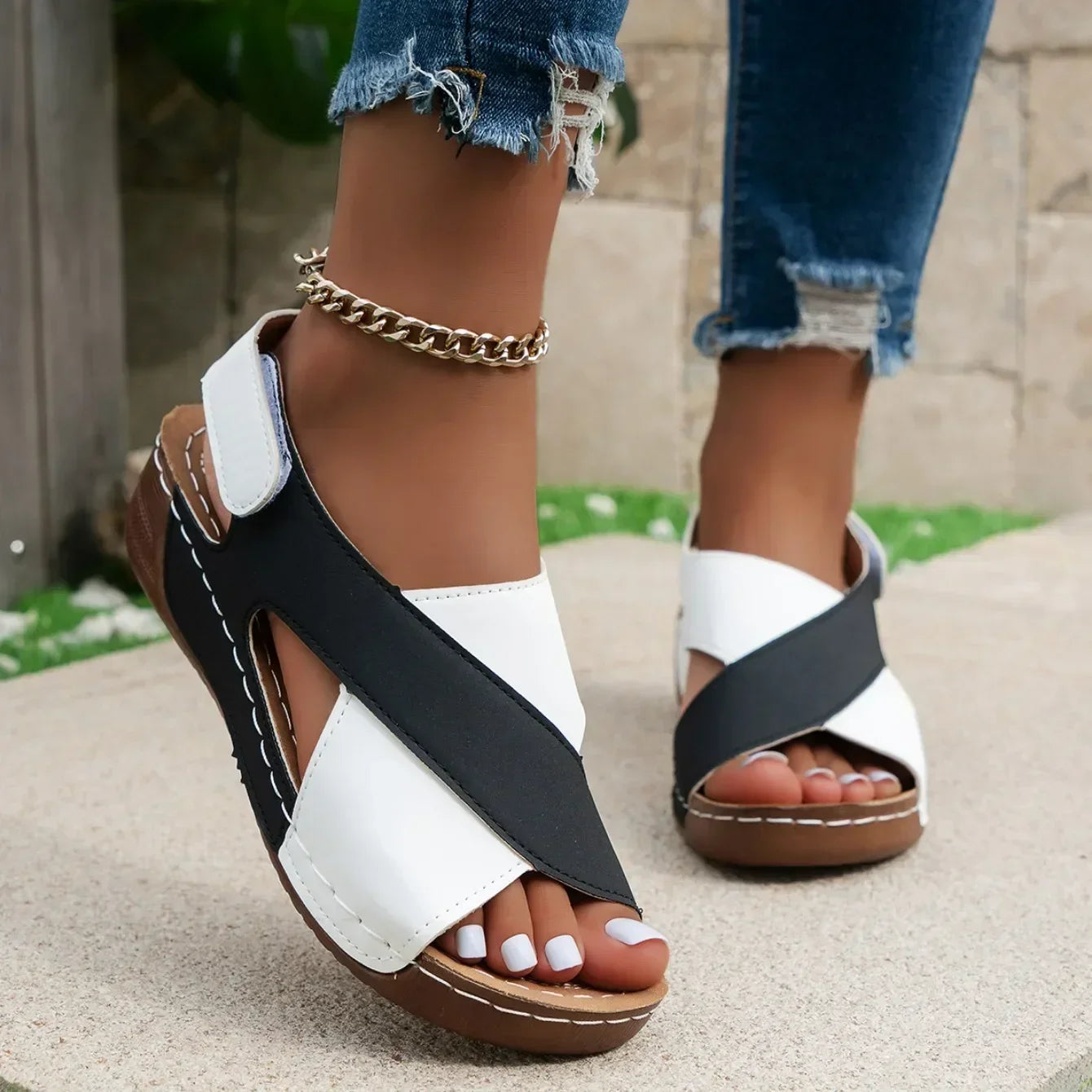 2025 Women Wedges Sandals Summer Fashion Sandals Lightweight Casual Sandals Shallow Outdoor Beach Shoes Women Sandalias De Mujer