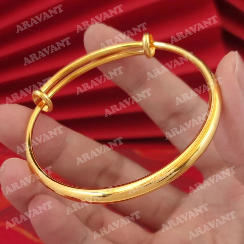 Aravant 925 Silver 18K Gold Simple Round Bangle For Women Fashion Jewelry