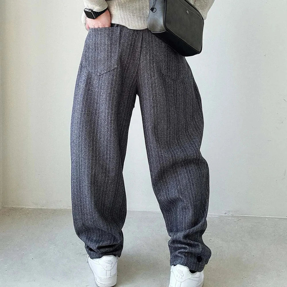 Mens Pants Casual Acrylic Pants Autumn Streetwear Fashion Personality Versatile Trend Comfort Wide-Leg Pants Men'S Clothing