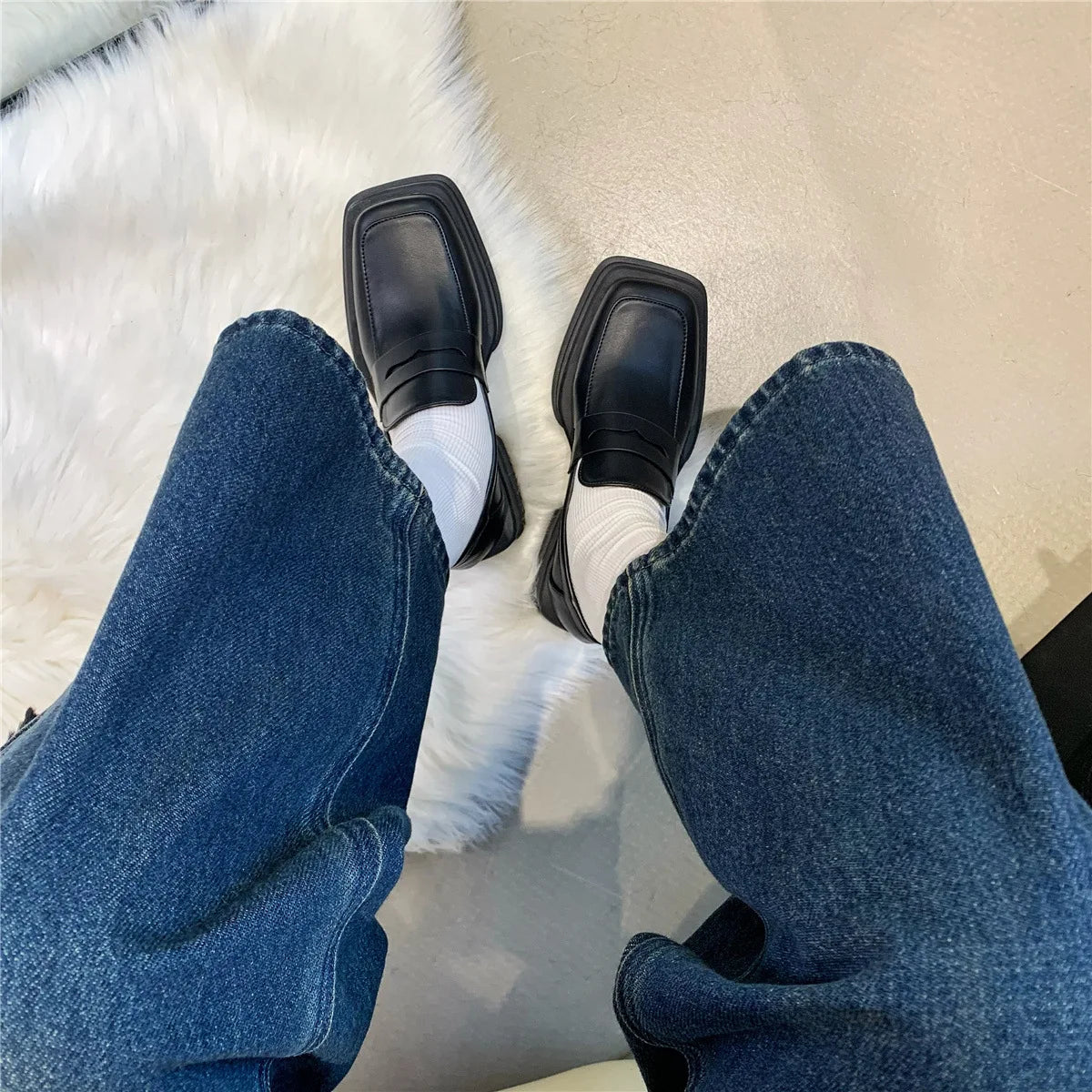 2025 New Women'S Shoes Low Heel Loafers Casual Ladies Slip on Square Toe Shoes Female Elegant Fashion Shoes Zapatillas Mujer