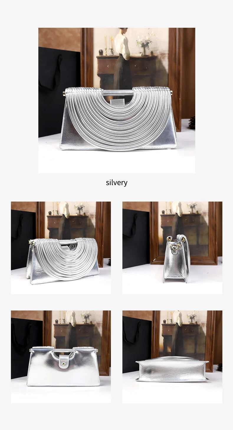The 2025 new hand-held woven bag with lines is a unique, high-end, individual and fashionable handbag for women