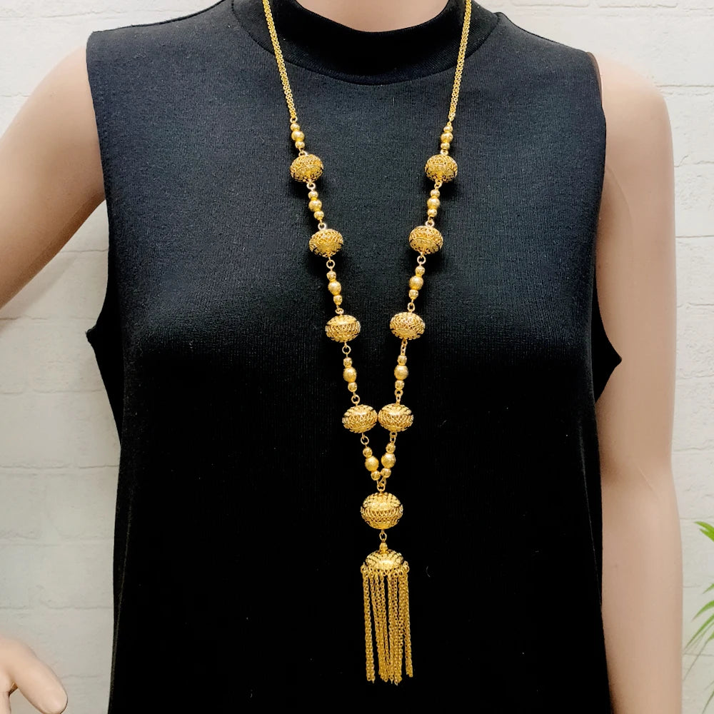 Luxury Dubai Jewelry Sets High Quality Tassel Unique Design African Chain Wedding Long Necklace Earrings Jewelry Set