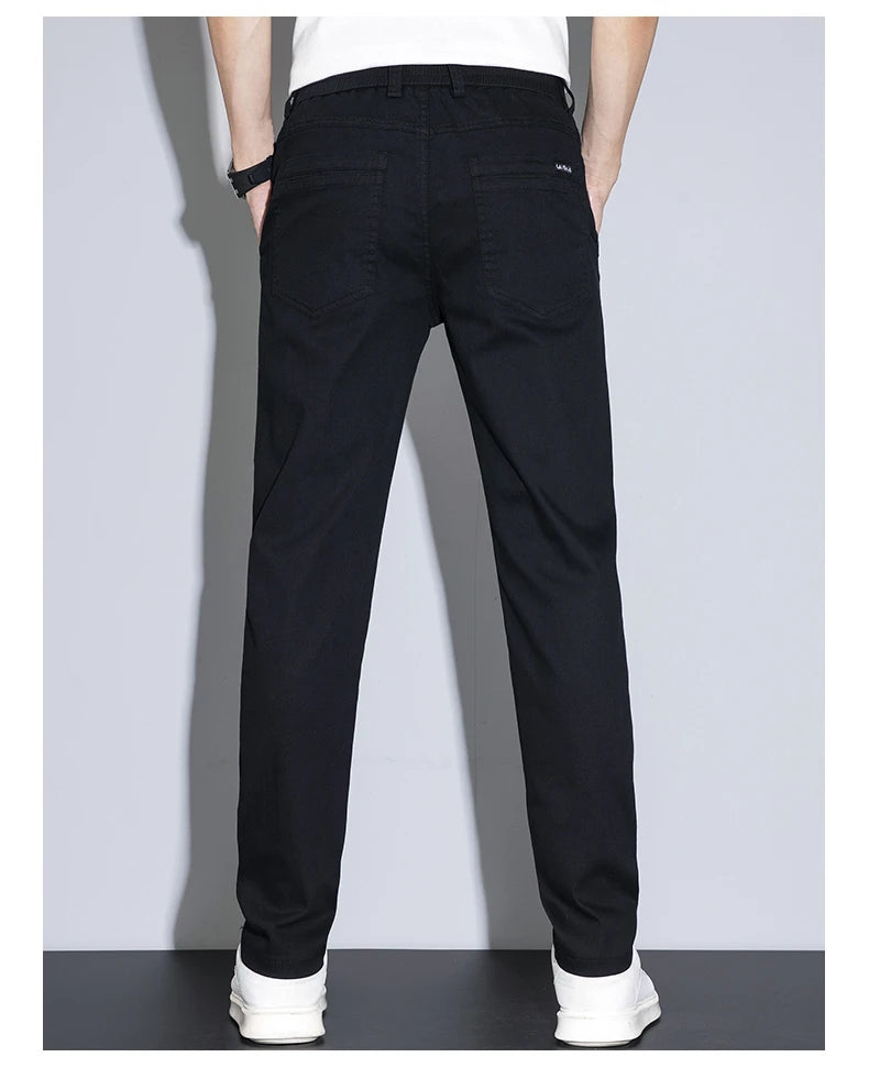 2025 New Men's Casual Pants Spring Summer Thin Business Straight Cotton Stretch Classic Work Trousers Korean Brand Clothing