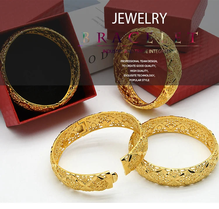 ANIID Dubai 24K Gold Plated Jewelry Bangle Wedding Party Gifts Arabic Women Braclets Indian Bangle Charm Bracelets Wholesale