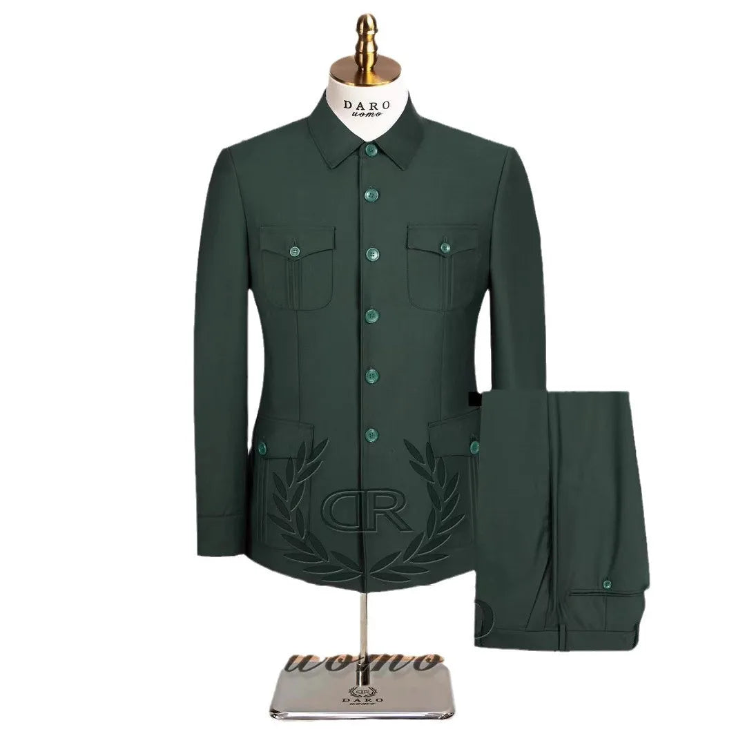 2 Piece Set (jacket+pant) Host's Wedding Dress Suit High-quality Casual Business Formal Party Prom Suits Men Clothing 2025