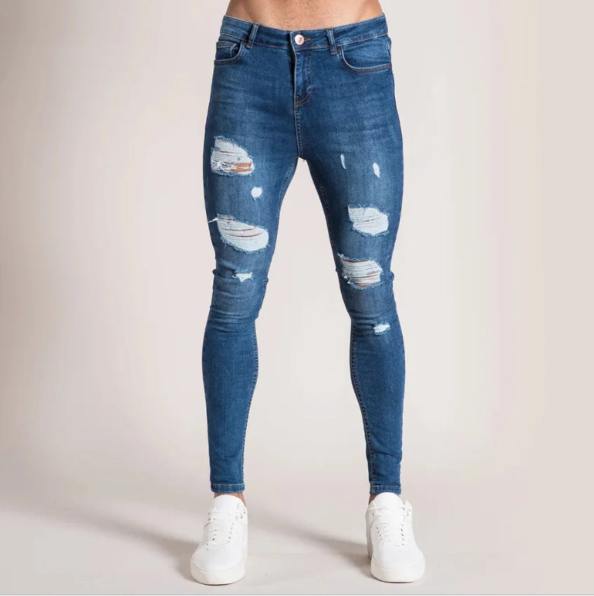 Mens Jeans Brands Straight Stretch Slim Jean Homme Pantalones Hombre Casual Pants Denim Trousers Baggy Jeans Black Blue
