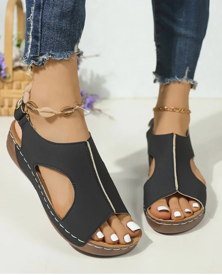 Women's Sandals Peep Toe Wedge Heel Sandals For Woman Shoes Summer Sandalias Mujer Low Platform Heels Sandals Heeled Shoes Women