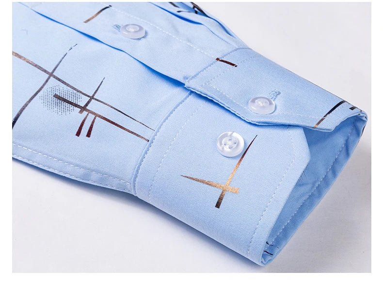 Men's Dress Shirts Spring Autumn Latest Hot Sale Non-iron Anti-wrinkle Business Casual Print Thin Plaid Slim Fit chemise homme
