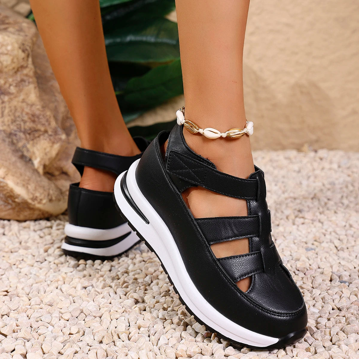 Women's Sandals Summer 2025 Shoes Platform Wedge High-heeled Gladiator Comfortable Casual New in Luxury White Round Toe on Offer