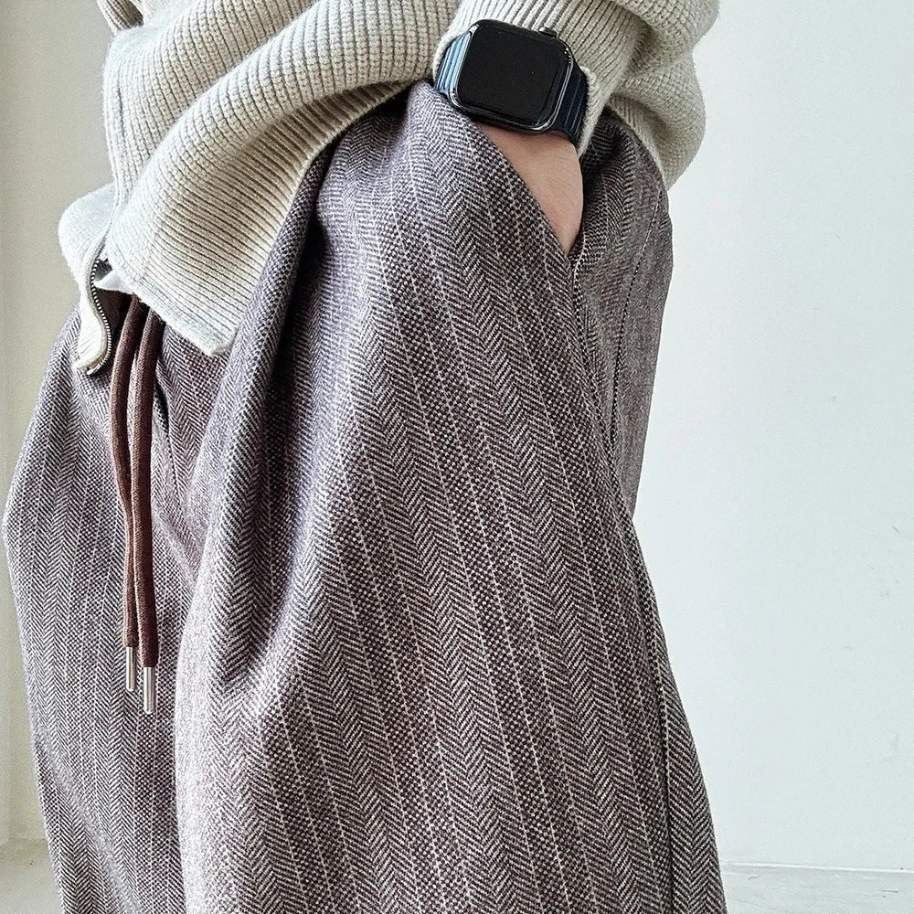 Mens Pants Casual Acrylic Pants Autumn Streetwear Fashion Personality Versatile Trend Comfort Wide-Leg Pants Men'S Clothing