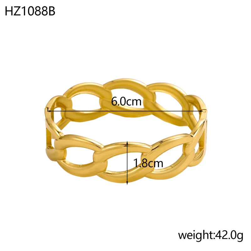Titanium - Steel Gold - Plated C - Shaped Open - Ended Bangle. A Unique, Irregularly Spliced And Niche Accessory For Women.