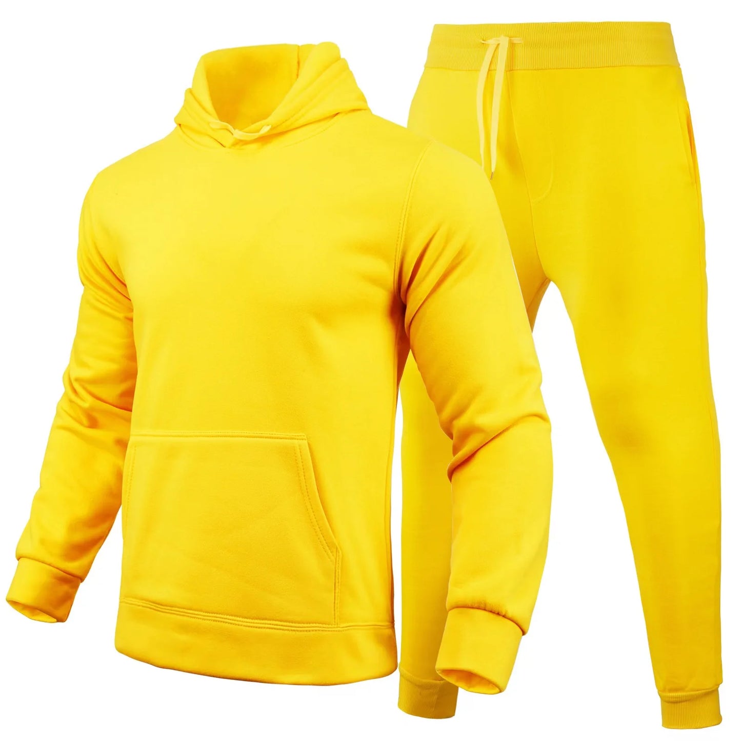 New Men Women Tracksuit Hoodies Casual Solid Color Thick Pullover and Long Pant 2-piece Set Men Autumn Fleece Jogger Sports Suit