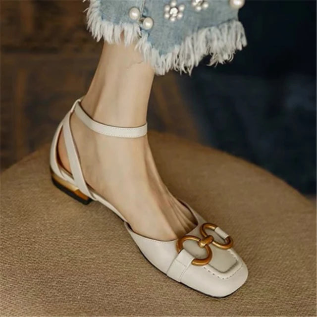 Fashion Women Sandals Elegant Casual Shoes for Woman 2022 Slip On Ladies Flats Office Party Square Heels Sandals Zapatos Mujer