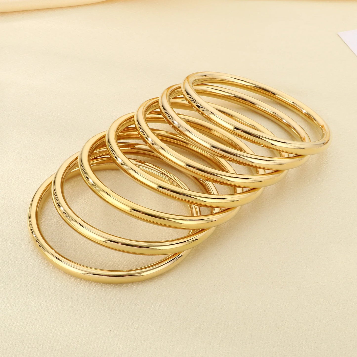 7/PCS Simple Spherical Surface Stainless Steel Bangle For Women Men Wedding Party Bracelet Famale Trendy Jewelry Christmas Gifts