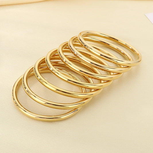 7/PCS Simple Spherical Surface Stainless Steel Bangle For Women Men Wedding Party Bracelet Famale Trendy Jewelry Christmas Gifts