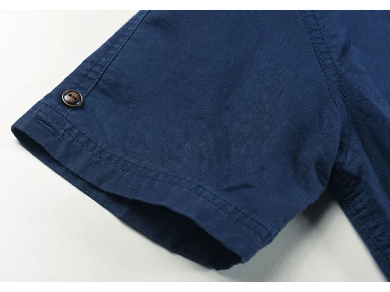 Streetwear Summer Fashion Shirt Men Short Sleeve Casual Cotton Linen Shirt Hombre Round Collar Designer Leisure T-shirt Men