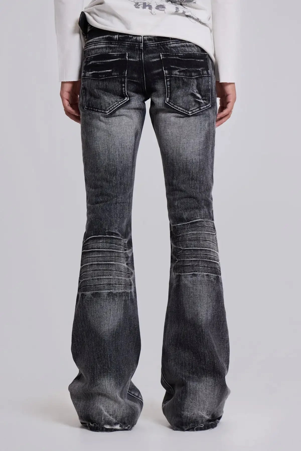 Y2K Mid Blue Flared Jeans Vintage Washed Men Women Bootcut Jeans Gothic High Street Unisex Streetwear Retro Baggy wide leg Pants