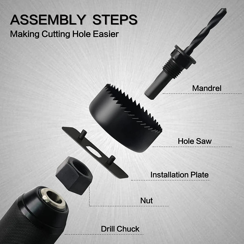 Hole Saw Set 11PCS Hole Saw Kit in Case Drill Bit Kit with Mandrels and Hex Key for Soft Wood Plywood Drywall PVC