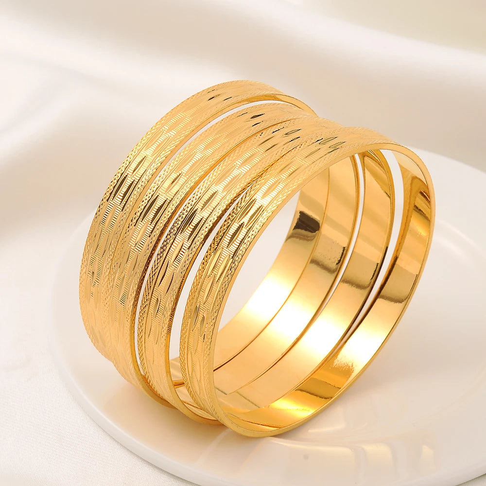 Classic Fashion 65MM Golden plating Dubai Wedding Bangles For Women Ethiopian Jewelry Indian Bracelets Birthday Jewelry Gift