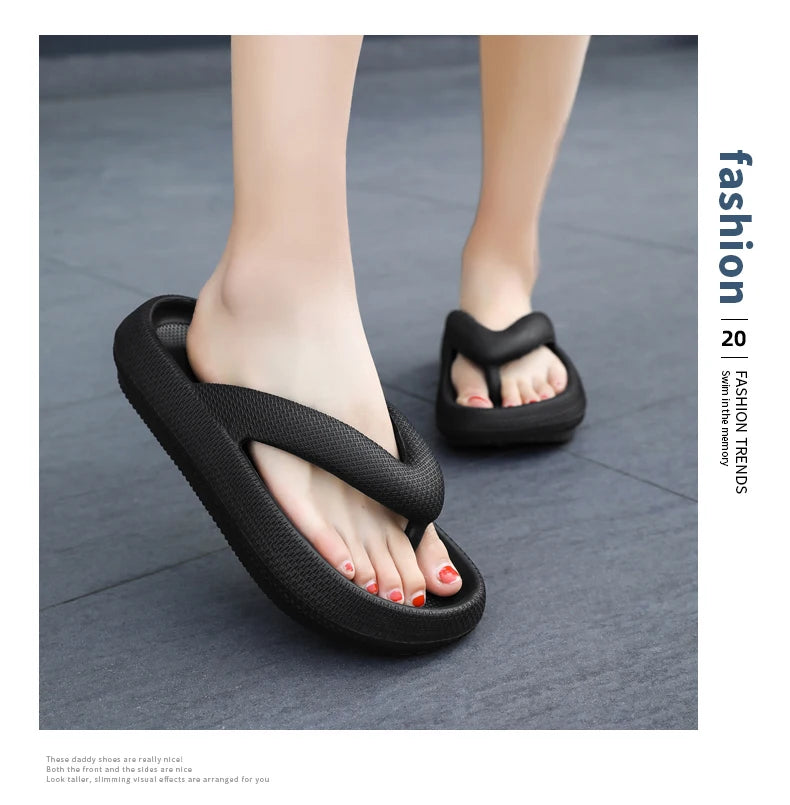 Ladies Lightweight Solid Color Sandals - Casual Indoor/Outdoor Couples Flip Flops, Comfortable Slip-On Beach Footwear