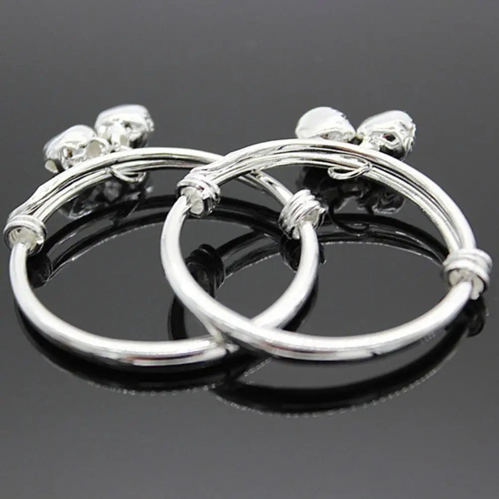 Jewelry Bangle Bracelet Adjustable Embossing Design Bell Pendant Baby for Toddler