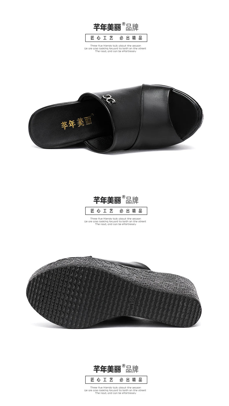 2024 Designer Summer Ladies Slippers New Fashion Thick Sole Wedge Women's Sandals High Heel Sandal Open Toe Fish Mouth Shoes
