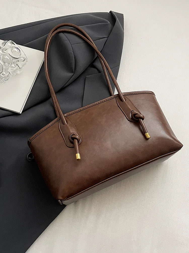 Leather Shoulder Bag for Women with Pendant Hobo Bag Shoulder Tote Handbag Stylish Tote Bag for Daily Use