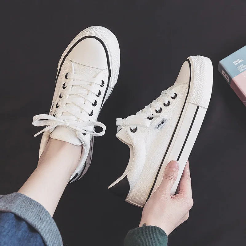 Women's Shoes Canvas Shoes Spring Thick Soled Height Increasing Sneakers Trendy Versatile Board Shoe Student Vulcanized Shoe