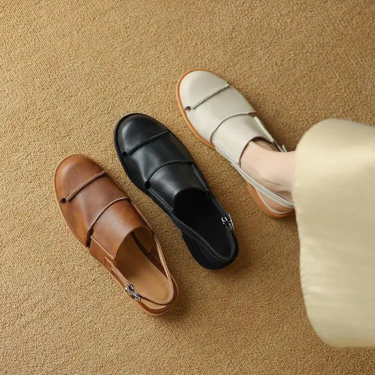 Women Sandals 2026 new Hollow Breathable Comfortable Soft Sole Low Heel Slingback Shoes Summer Fashion Versatile Casual Sandals