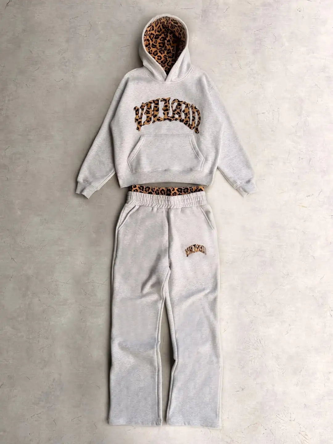 2025 New Tracksuit Men Clothing Y2K Vintage Embroidered Leopard Print Street Casual Hoodie Trendy Double Waist Unisex Sweatpants