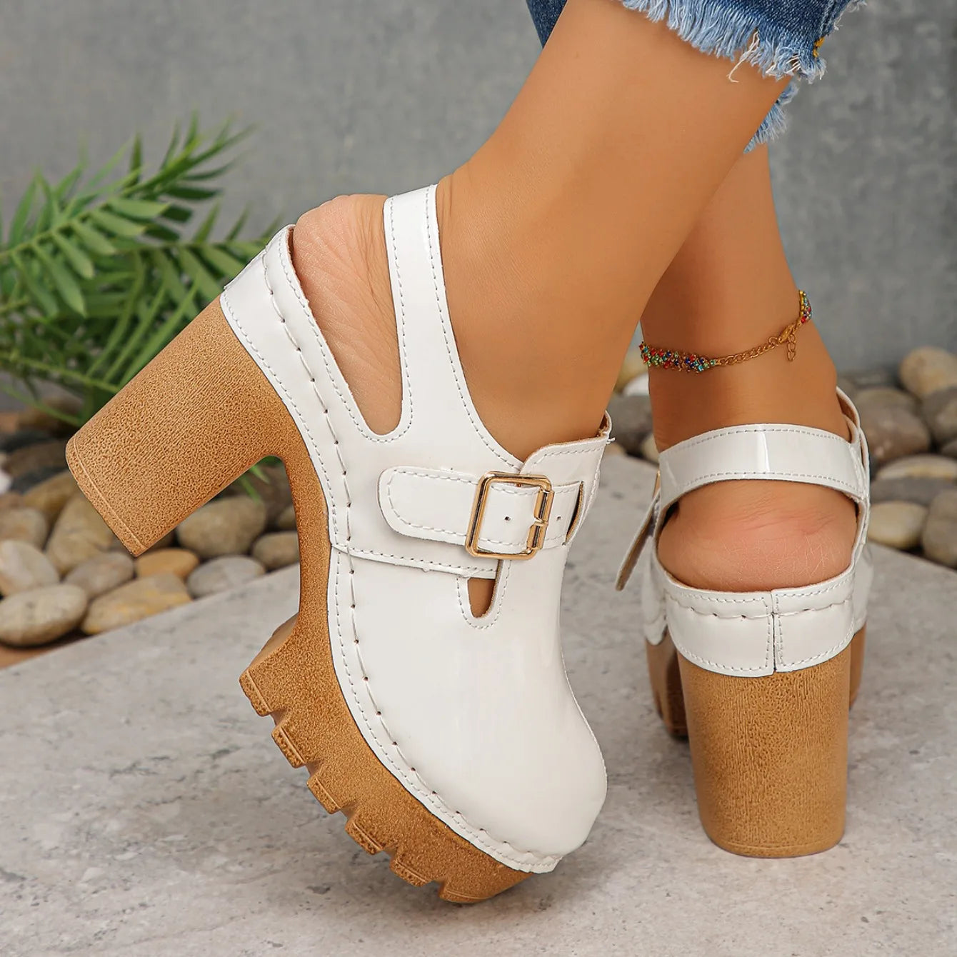 Super High Heels Sandals for Women Round Toe 2025 Summer Chunky Heel Comfortable Shoes Closed Toe Sophisticated Women's Shoes