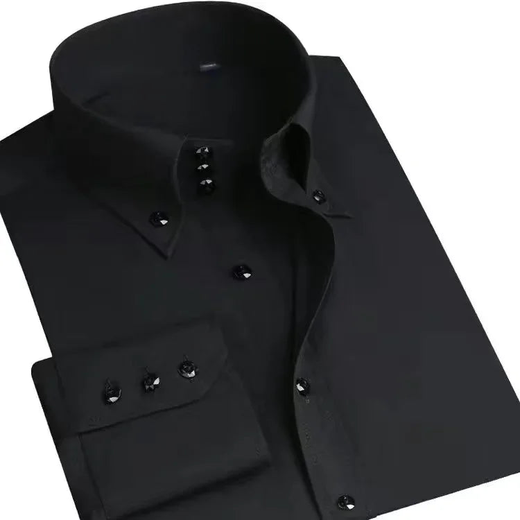 Men's Dress Shirt Button-down Collared Long Sleeve Formal Business Casual Shirt Korean Fashion Slim Fit Designer Shirts White