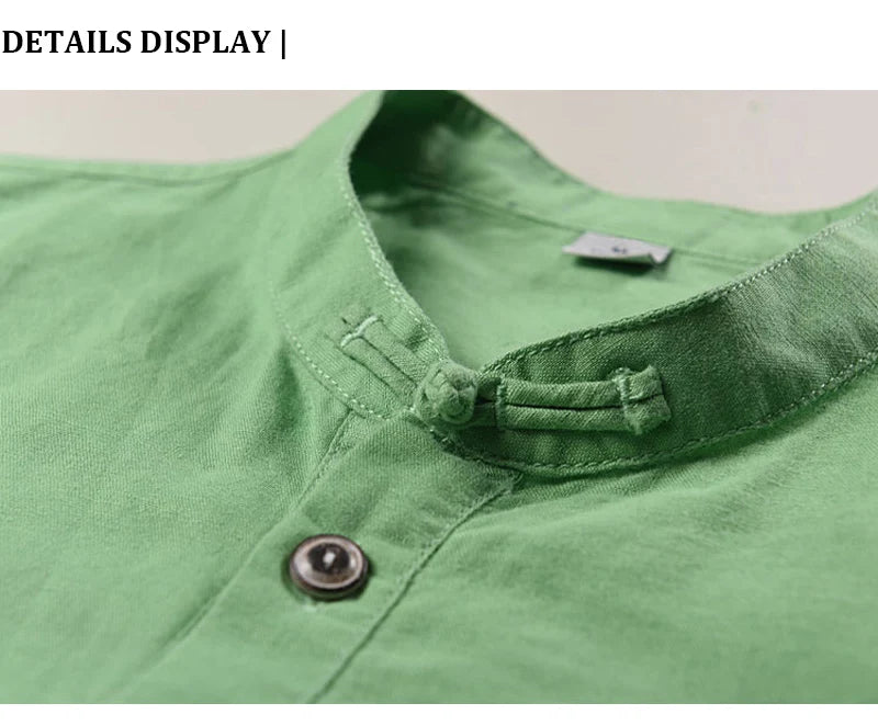 Streetwear Summer Fashion Shirt Men Short Sleeve Casual Cotton Linen Shirt Hombre Round Collar Designer Leisure T-shirt Men