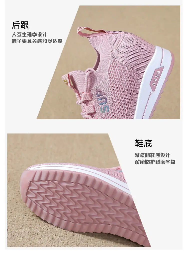 2025 Women's Wedges Shoes Platform Shoe Spring Breathable Casual Shoes Woman Fashion Sneakers Height Increasing Vulcanize Shoes