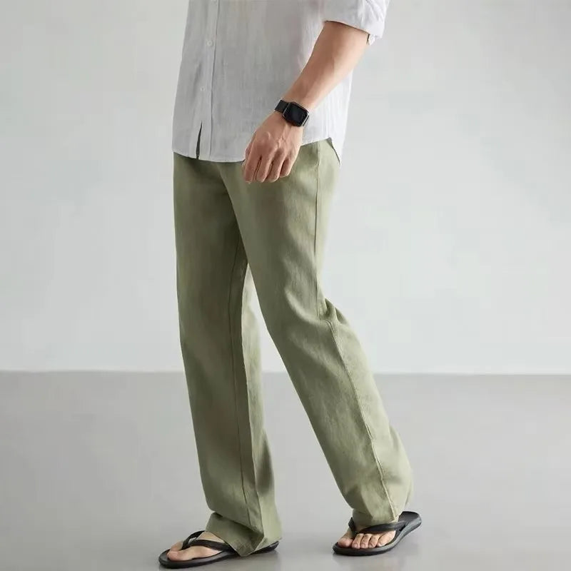 100% Linen Cotton Pants Men Breathable Joggers Sweatpants Hip Hop Streetwear Male Jogger Clothing Casual Fashion Trouser For Men
