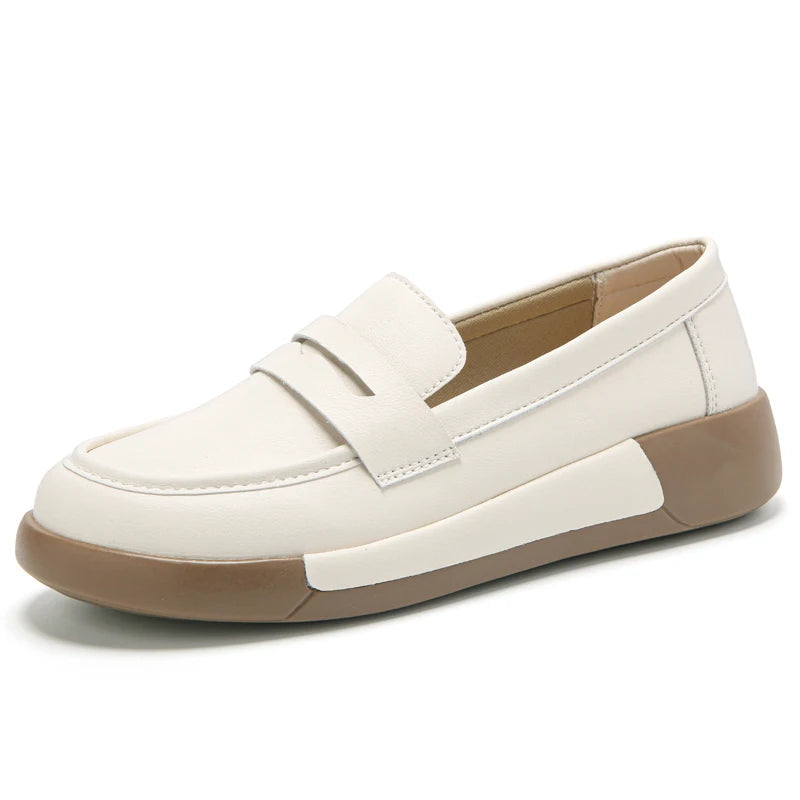 Casual Women's Shoes for All Seasons, New Spring and Autumn Wedge Heels, Thick-Soled Mom Shoes, Soft-Soled Lightweight Versatile Women's Flats, Small Leather Shoes