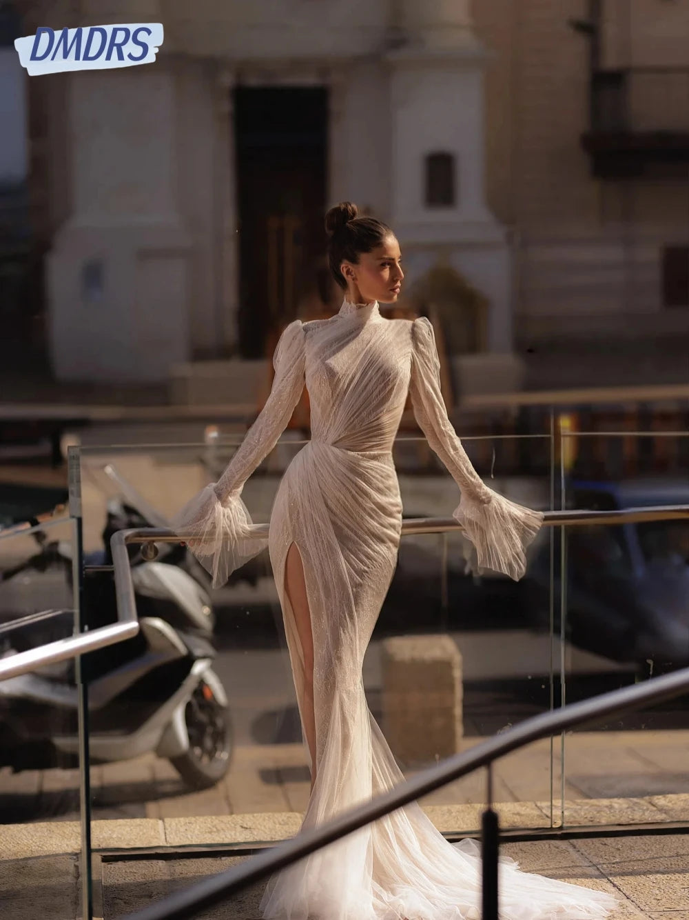 Romantic High Neck Wedding Dresses Lace Appliques Dress For Bride Mermaid Floor-length Bridal Gown Customized Vestido De Novia