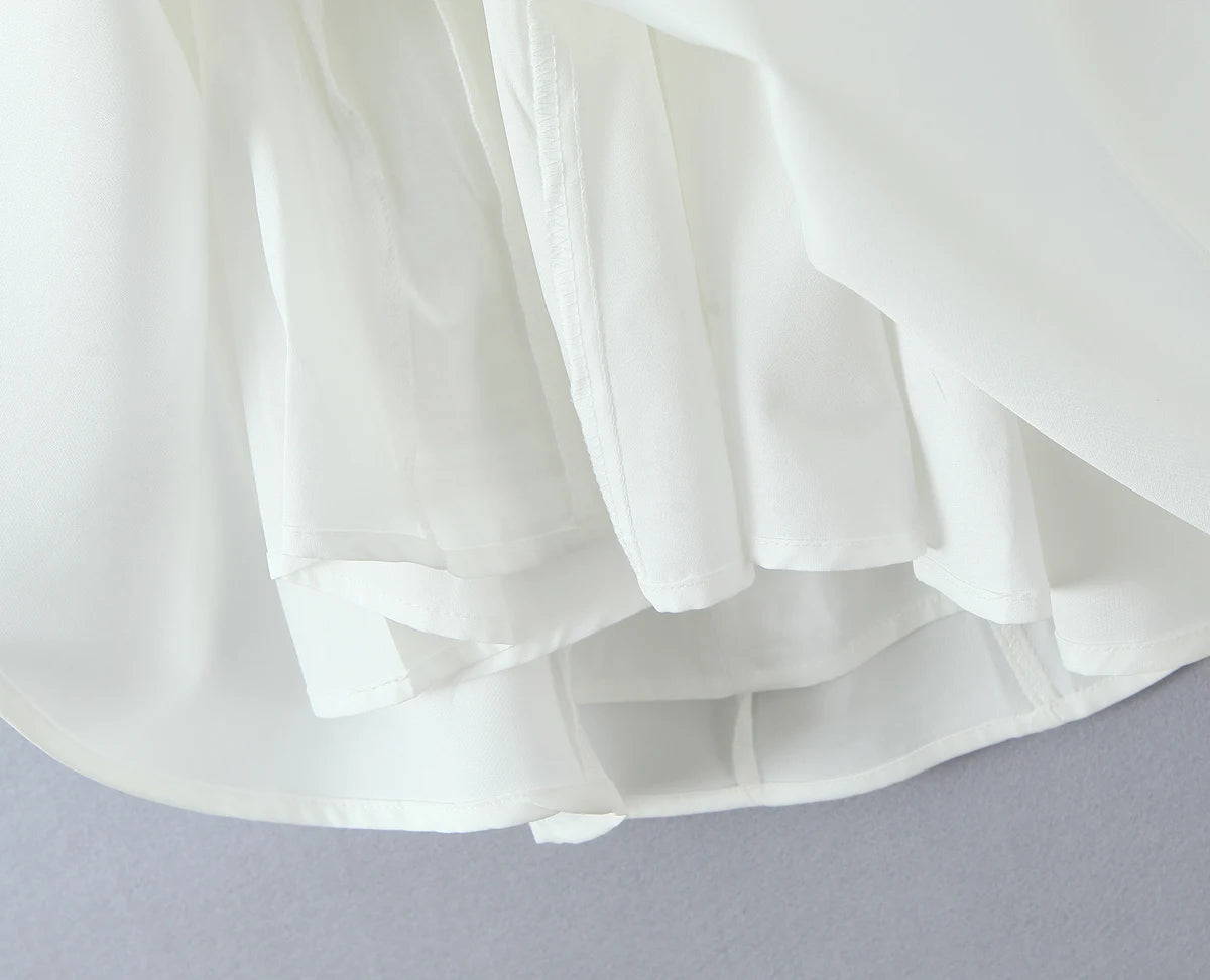 Sexy White Black Pleated Ruched Halter Dress Women Deep V neck Slim Low Waist Swing Ball Gown Short Dresses Robe Femme Vestidos