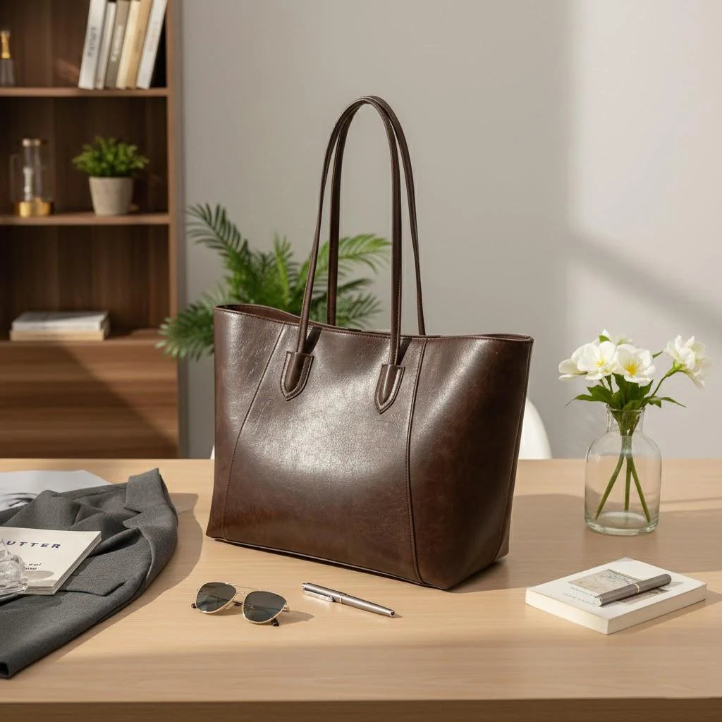 Large Tote Bag for Women Big Capacity Casual Commuting Bag Versatile Shoulder Bag Travel Shopping Use Retro Fashion Handbag