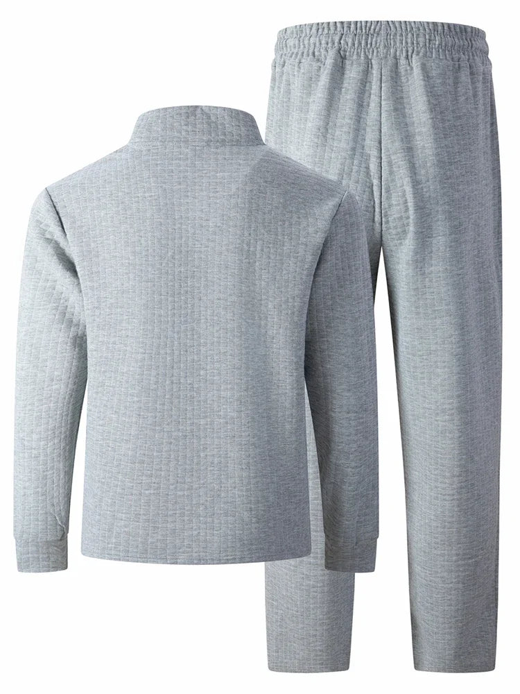 Men's Checkered Polo Shirt & Pants Set 2 Piece Tracksuit for Golf Sports Casual Wear Activewear Men's Leisure Sports Suit