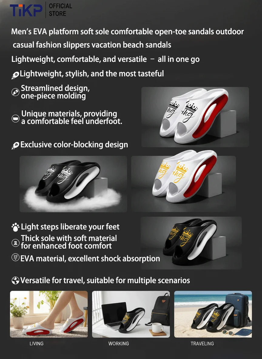Men's and Women's Slippers Fashion Non-Slip Couple Slippers Eva 2 Colors 36-45