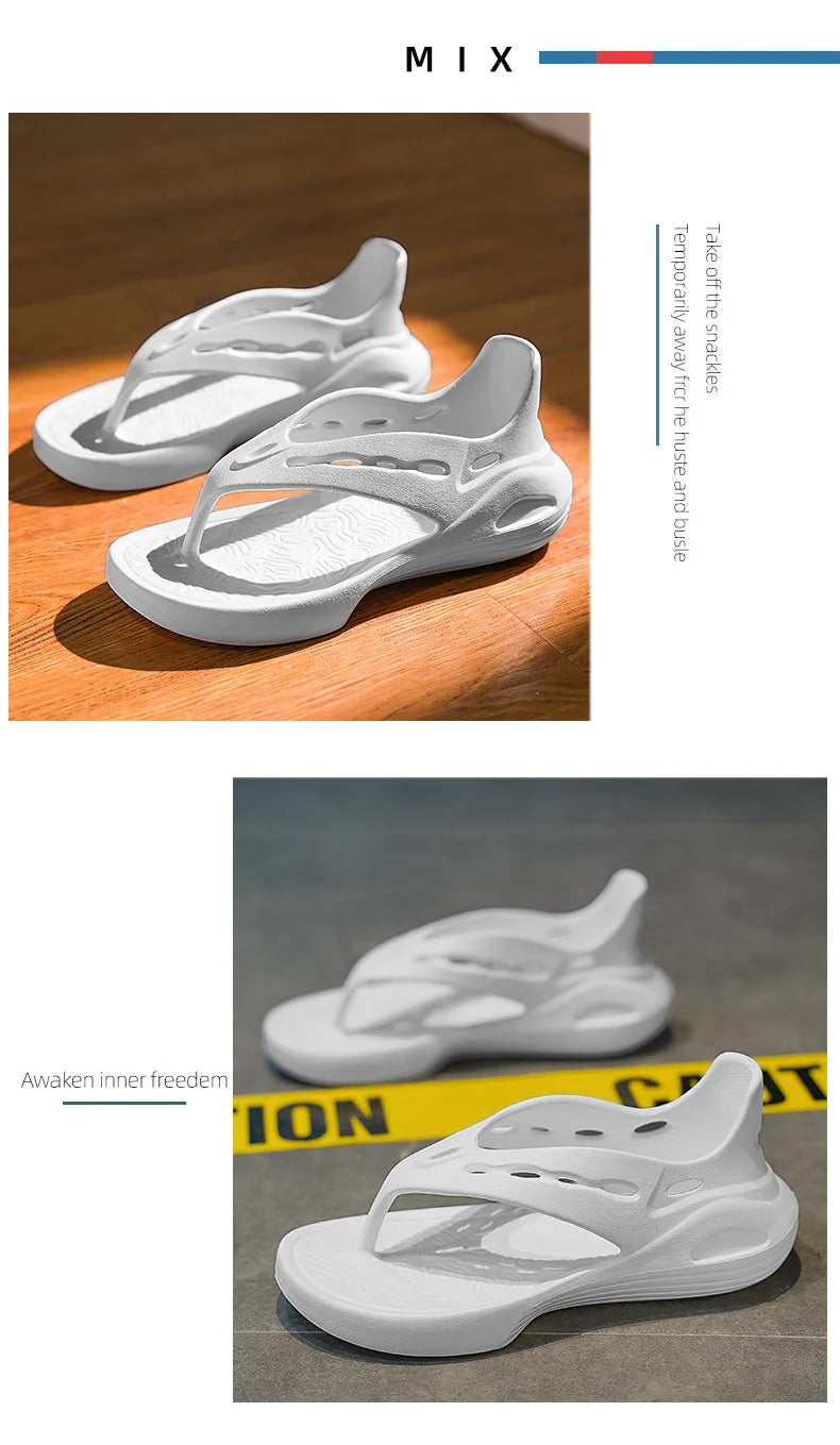Women's Sport Sandals Summer Flat Flip-Flops Comfortable Casual Slip-On Slippers Lightweight Platform Hollow Design Flip-flops